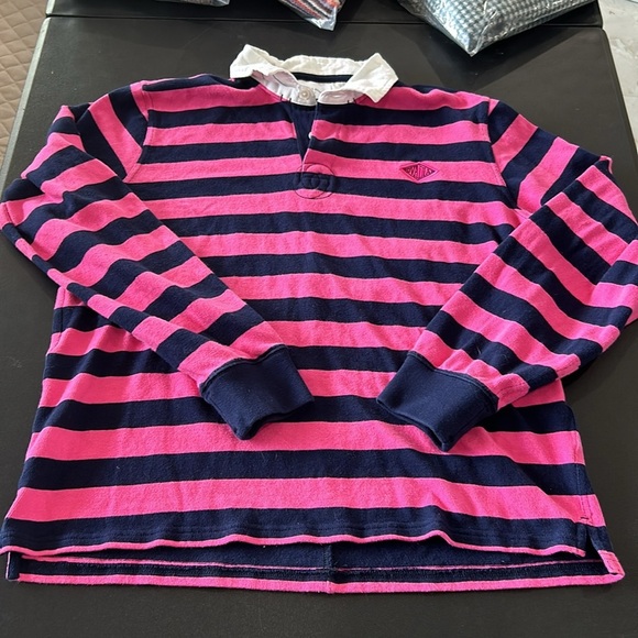 Ovadia & Sons Pink Black Rugby Polo Long Sleeve Shirt. Size M - Picture 12 of 12